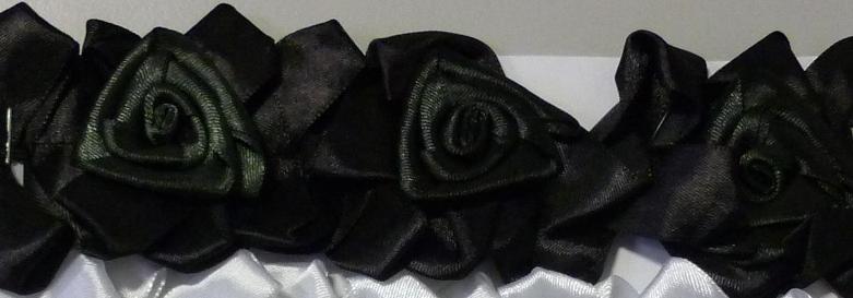 Blumenband Satin-elastisch design 1/55mm (10 yard), Schwarz